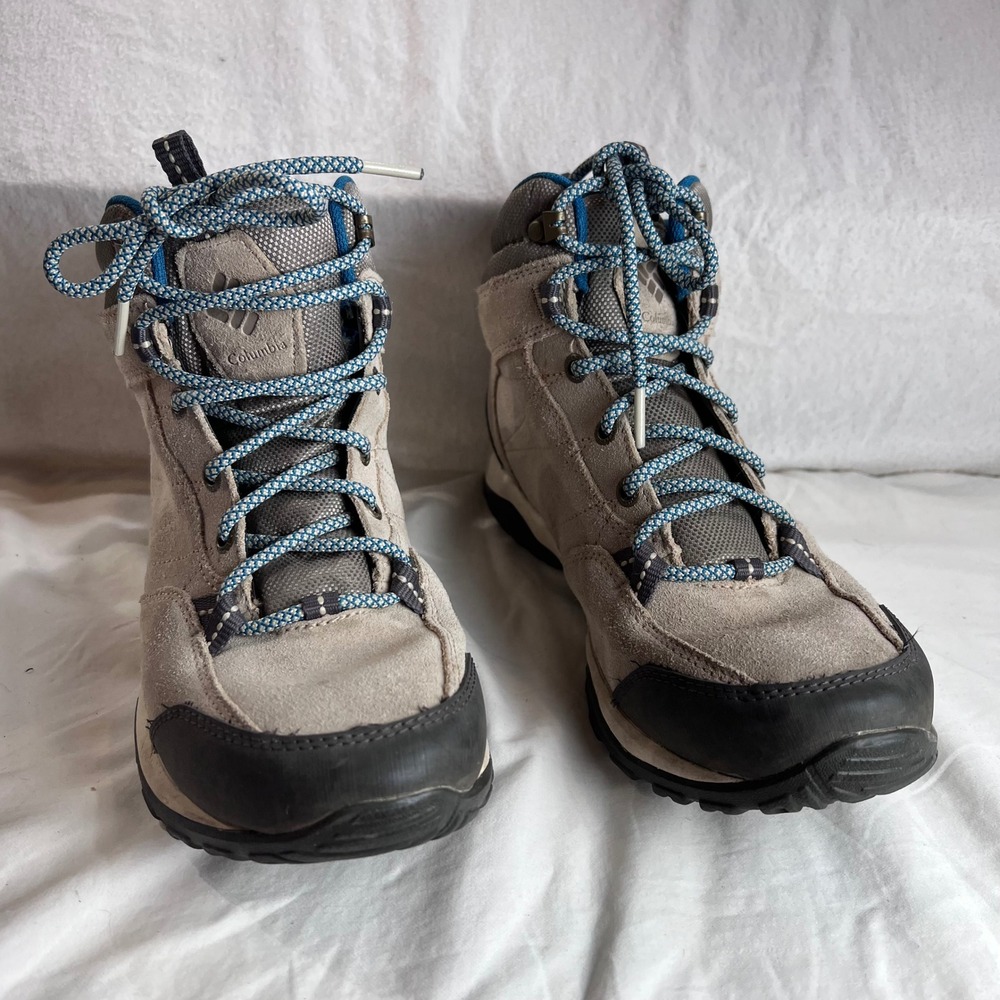 Columbia Newton Ridge Plus Waterproof Hiking Boots Grey Blue YL1089-271 Womens 8